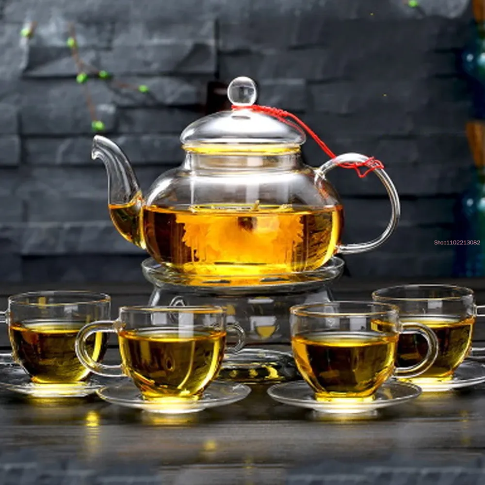 Bamboo Tea Tray - Conjunto de chá de vidro elegante