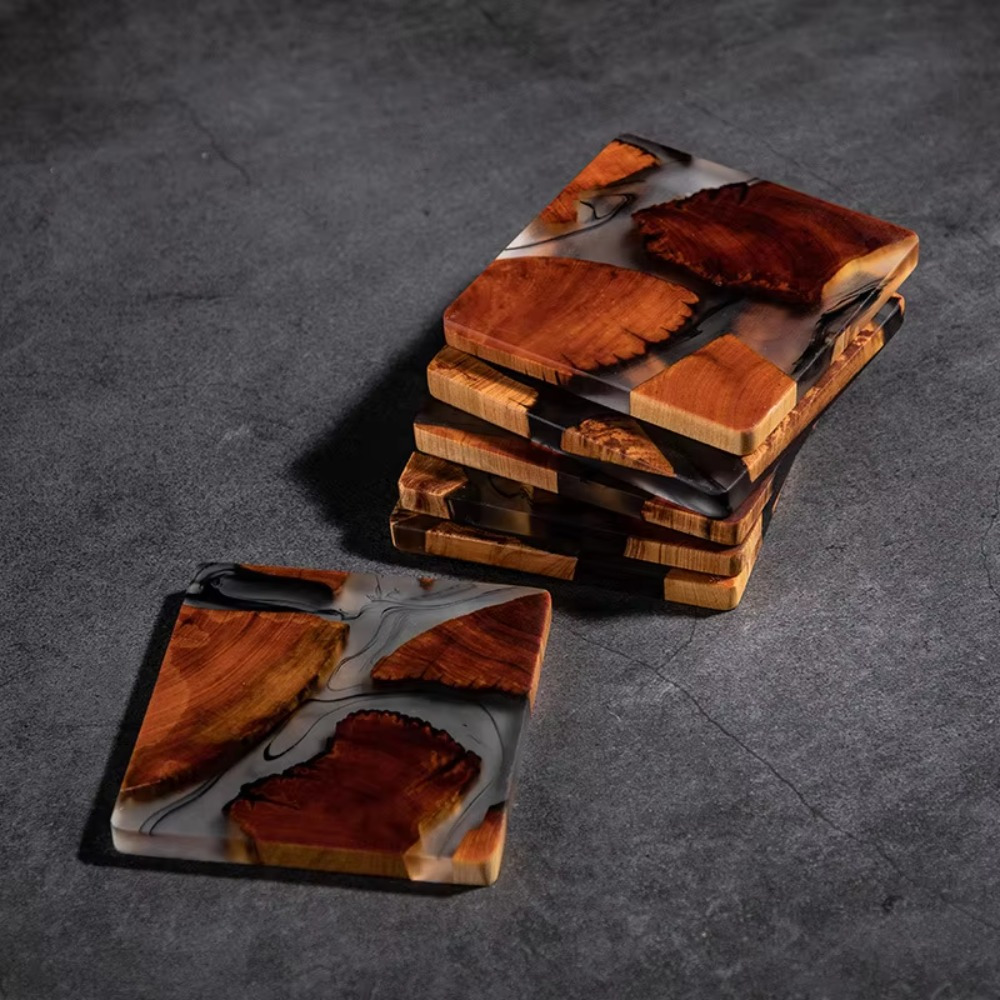 Coffee Tea Station - Coasters de resina de madeira almofada