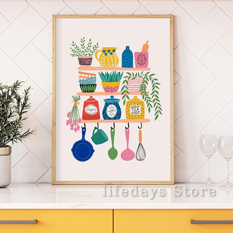 Coffee And Tea Lyrics - Pintura em tela colorida prateleiras de