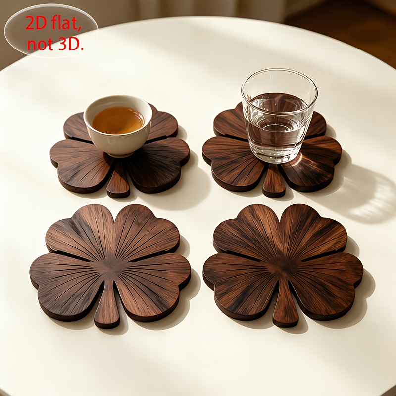 Coffee Tea Catering - 4 Peças de Porta-Copos de Madeira