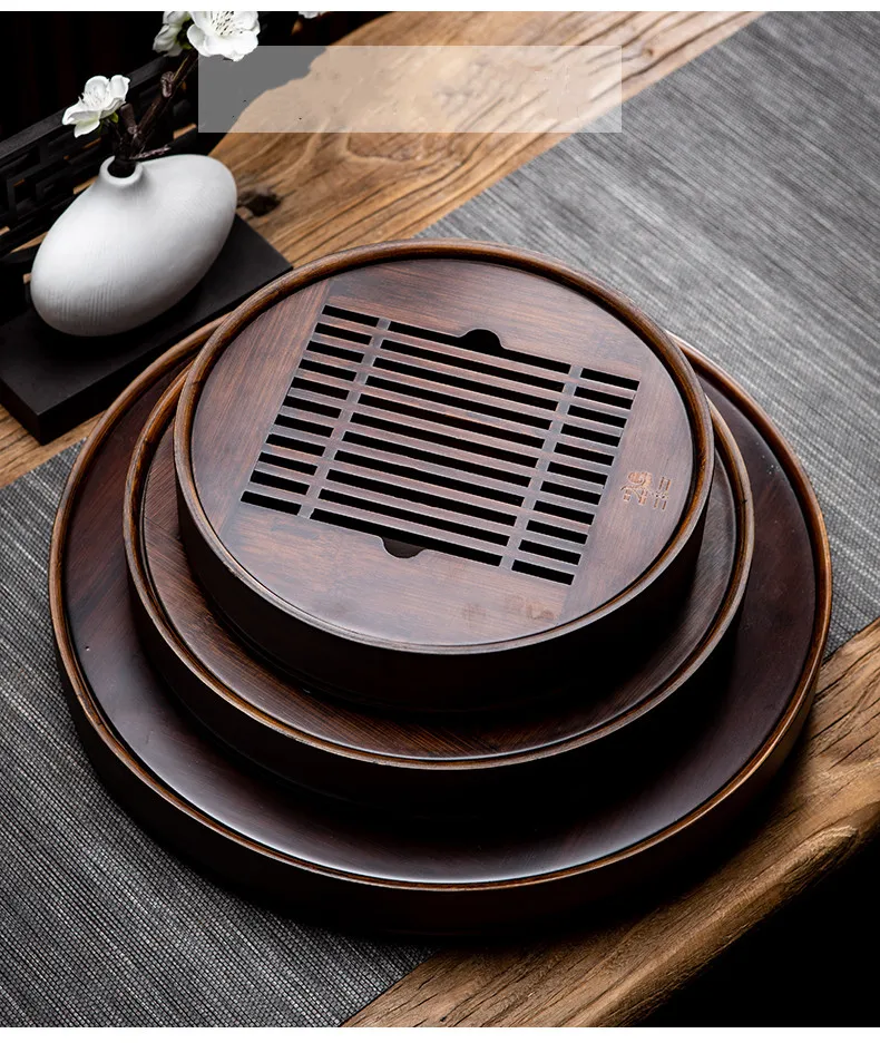 Bandeja Redonda de Bambu Natur - Bamboo Tea Tray avaliação e preço