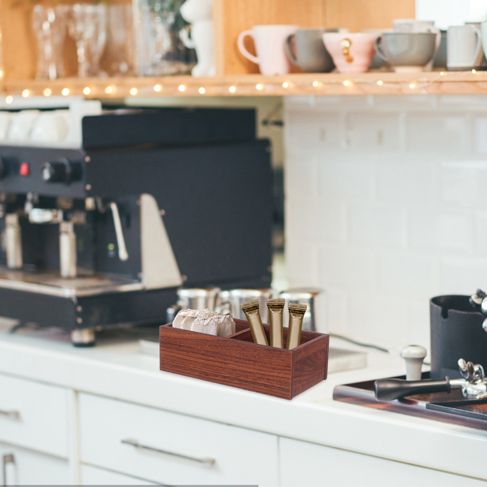 Caixa organizadora de madeira  - Coffee Tea Station avaliação e preço