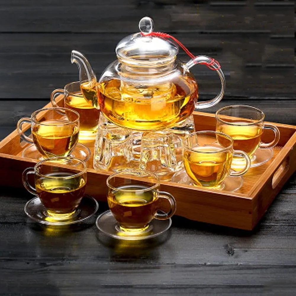 Conjunto de chá de vidro elega - Bamboo Tea Tray avaliação e preço